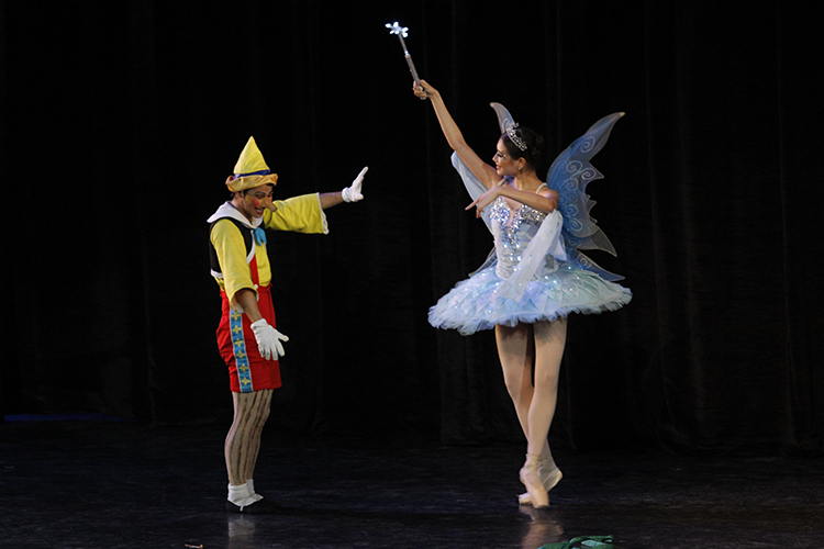 Alvin Santos is Pinocchio to Abigail Oliveiro's Blue Fairy in the full-length Pinocchio choreographed by Osias Barroso