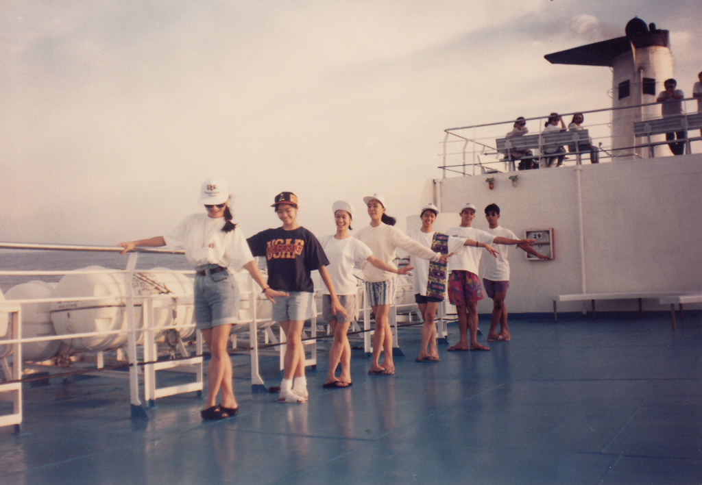 On the way to Sultan Kudarat for a show in 1995, the BM dancers whiled away the time on the Super Ferry by practicing ballet steps on deck.