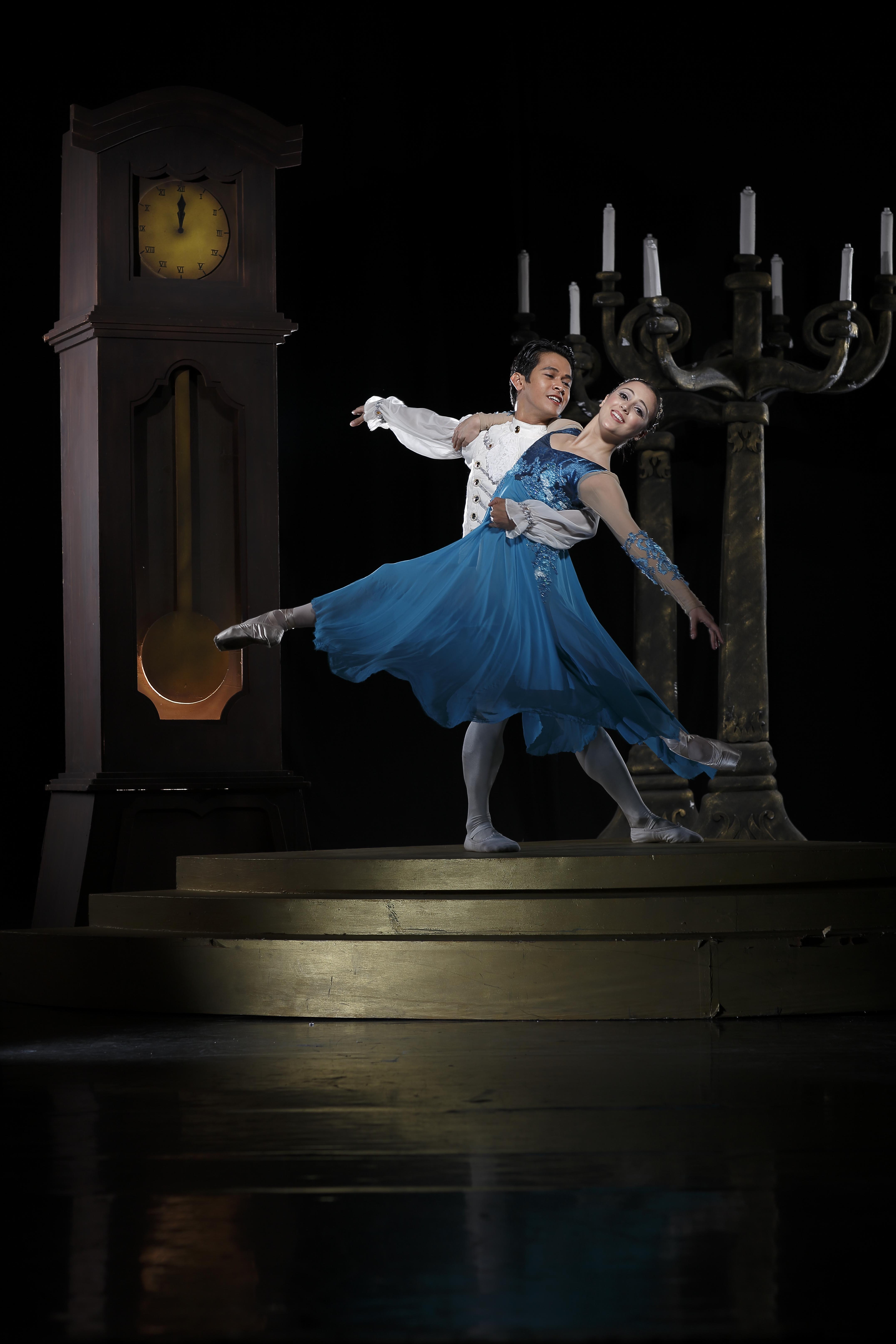 Cinderella and her Prince Charming in a scene from Ballet Manila's adaptation of the fairy tale